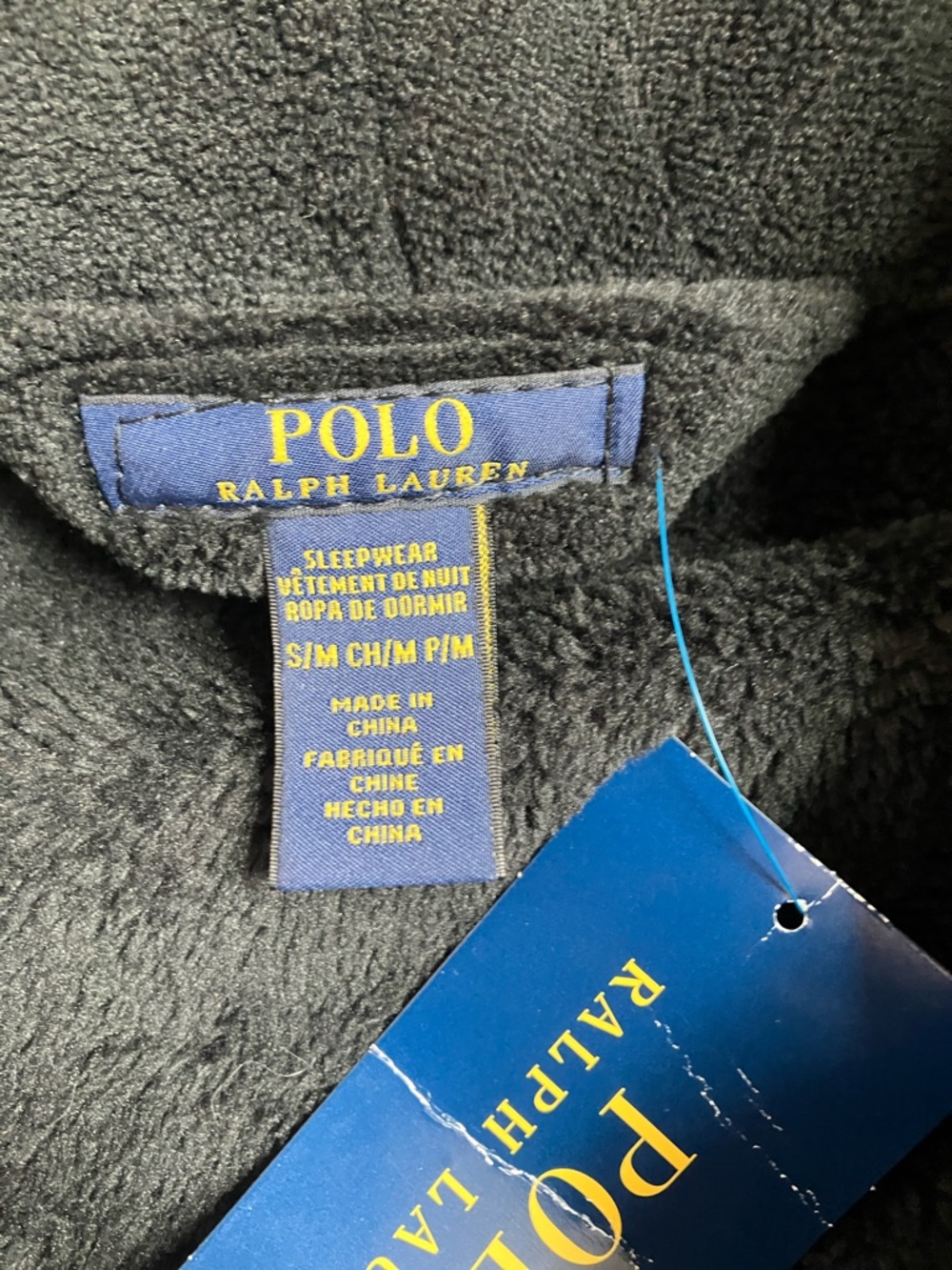 Polo by Ralph Lauren Black Fleece Robe with Red Pony - Picture 4 of 11